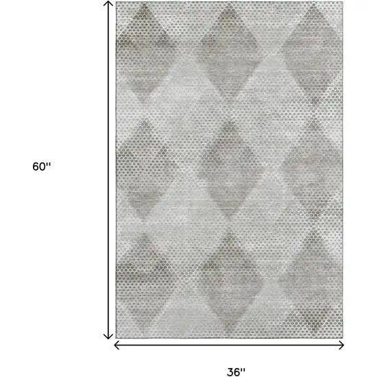 Gray And Ivory Geometric Washable Area Rug With UV Protection Photo 3