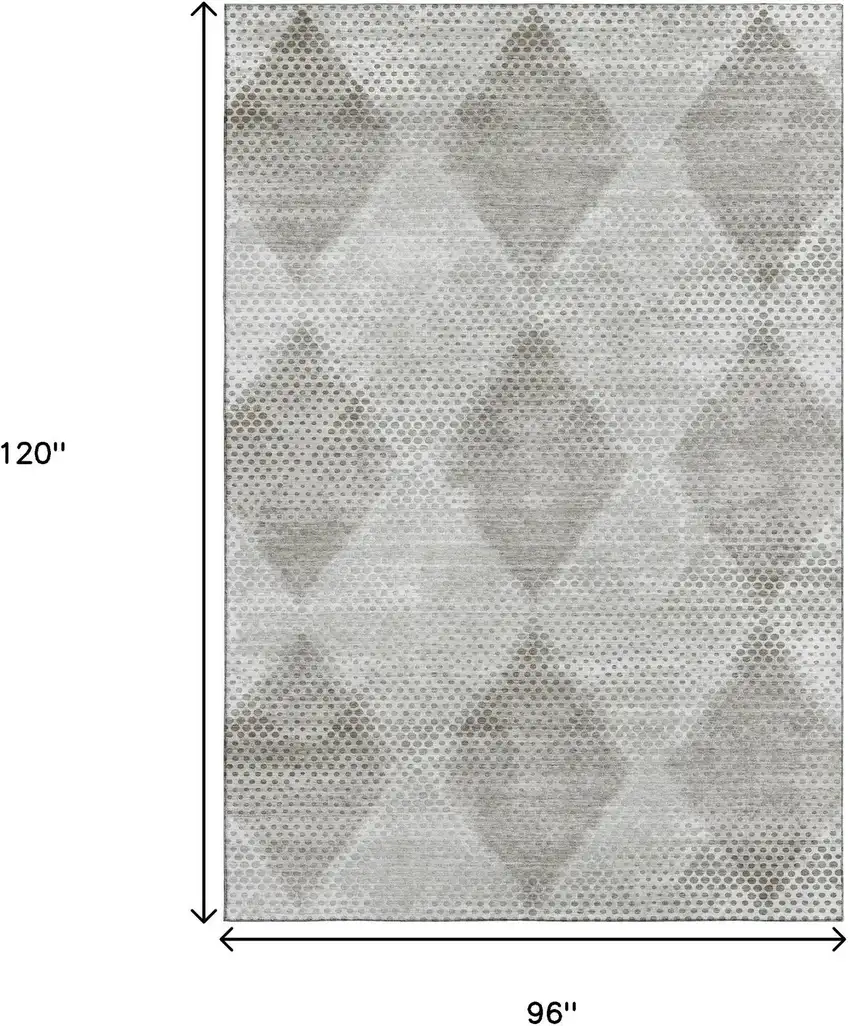 Gray And Ivory Geometric Washable Area Rug With UV Protection Photo 3