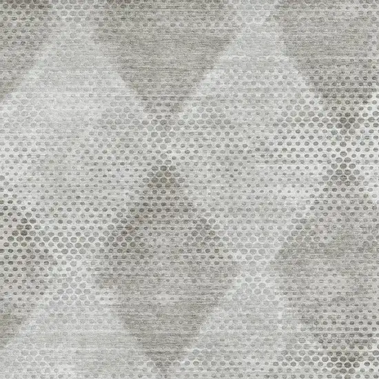 Gray And Ivory Geometric Washable Area Rug With UV Protection Photo 3