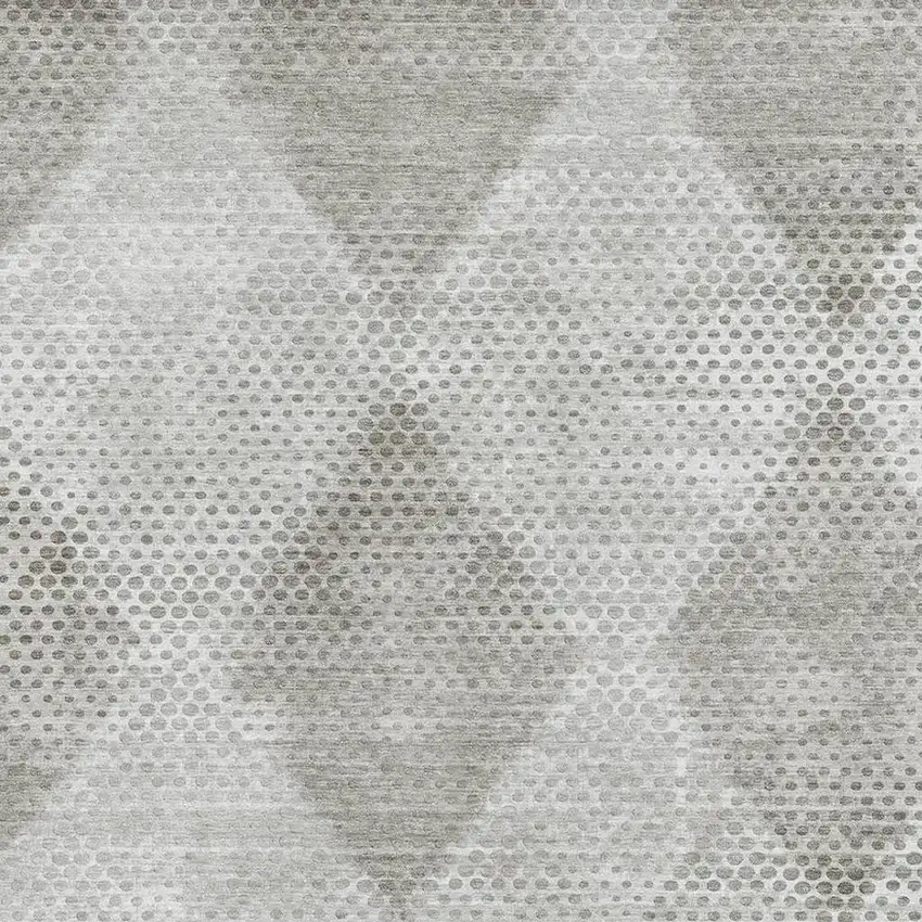 Gray And Ivory Geometric Washable Area Rug With UV Protection Photo 3