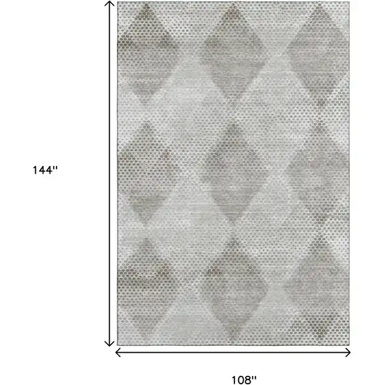 Gray And Ivory Geometric Washable Area Rug With UV Protection Photo 3