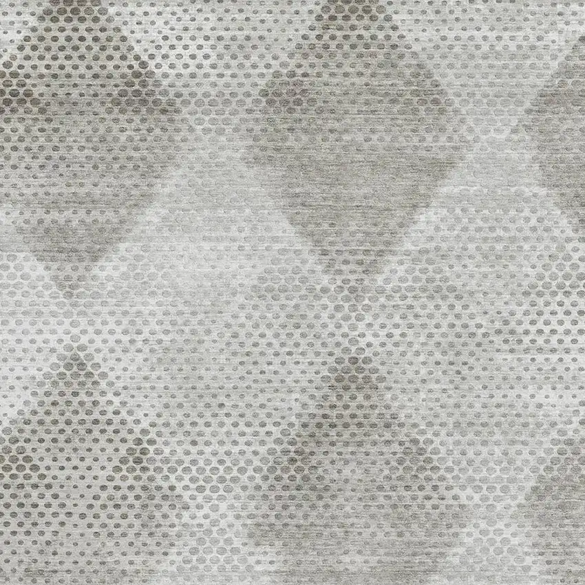 Gray And Ivory Geometric Washable Area Rug With UV Protection Photo 3