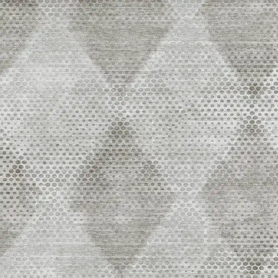 Gray And Ivory Geometric Washable Area Rug With UV Protection Photo 3