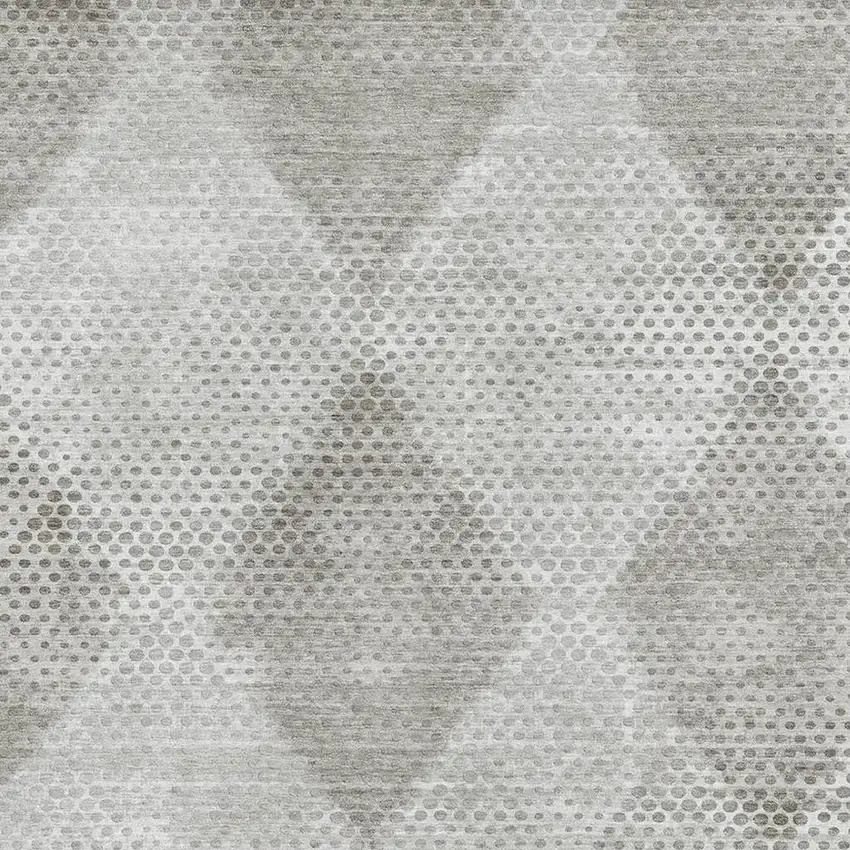 Gray And Ivory Geometric Washable Area Rug With UV Protection Photo 3