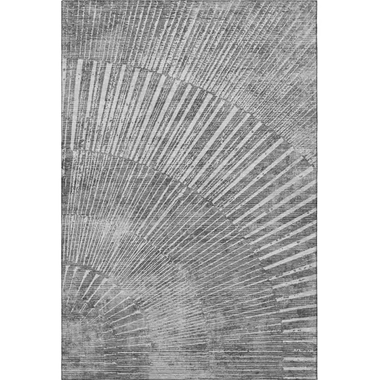 Gray And Ivory Geometric Washable Area Rug With UV Protection Photo 4