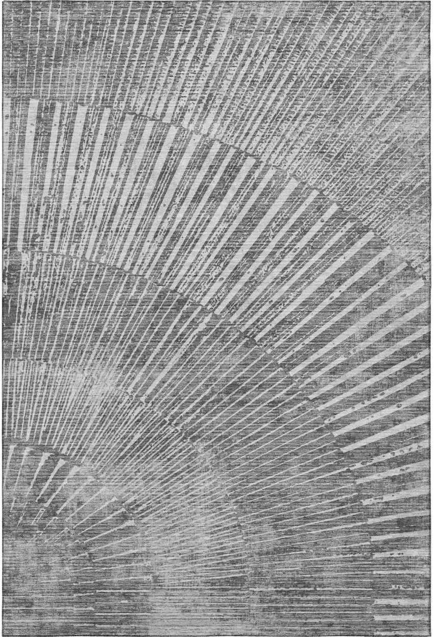Gray And Ivory Geometric Washable Area Rug With UV Protection Photo 4