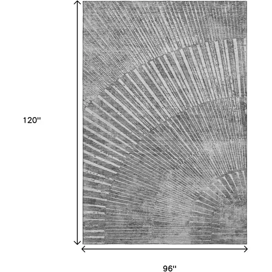 Gray And Ivory Geometric Washable Area Rug With UV Protection Photo 3