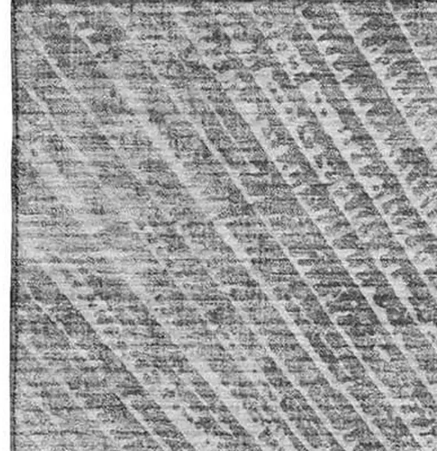 Gray And Ivory Geometric Washable Area Rug With UV Protection Photo 4