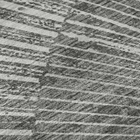 Gray And Ivory Geometric Washable Area Rug With UV Protection Photo 9