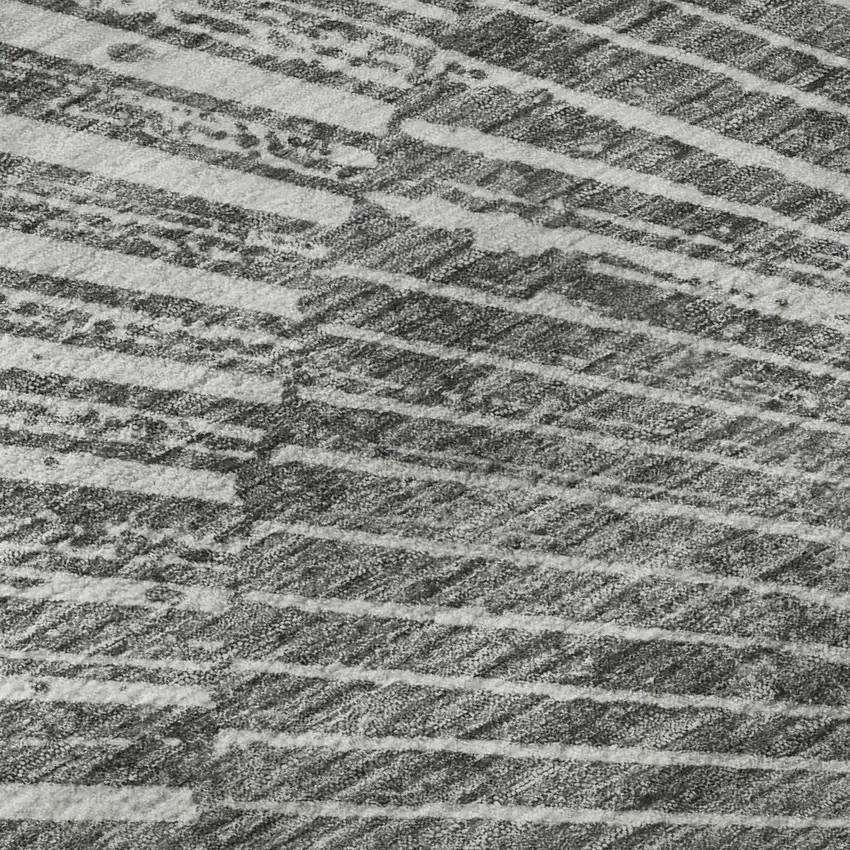 Gray And Ivory Geometric Washable Area Rug With UV Protection Photo 9