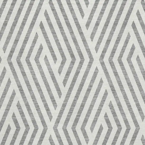 Gray And Ivory Geometric Washable Area Rug With UV Protection Photo 5
