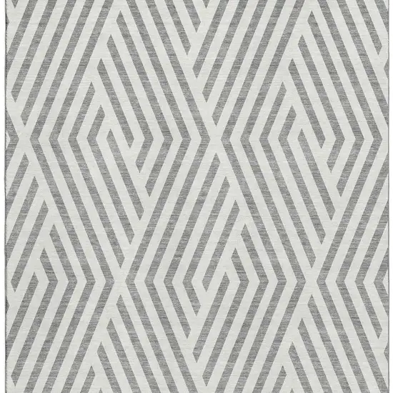 Gray And Ivory Geometric Washable Area Rug With UV Protection Photo 6