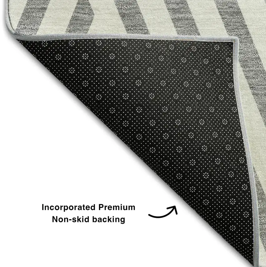 Gray And Ivory Geometric Washable Area Rug With UV Protection Photo 9
