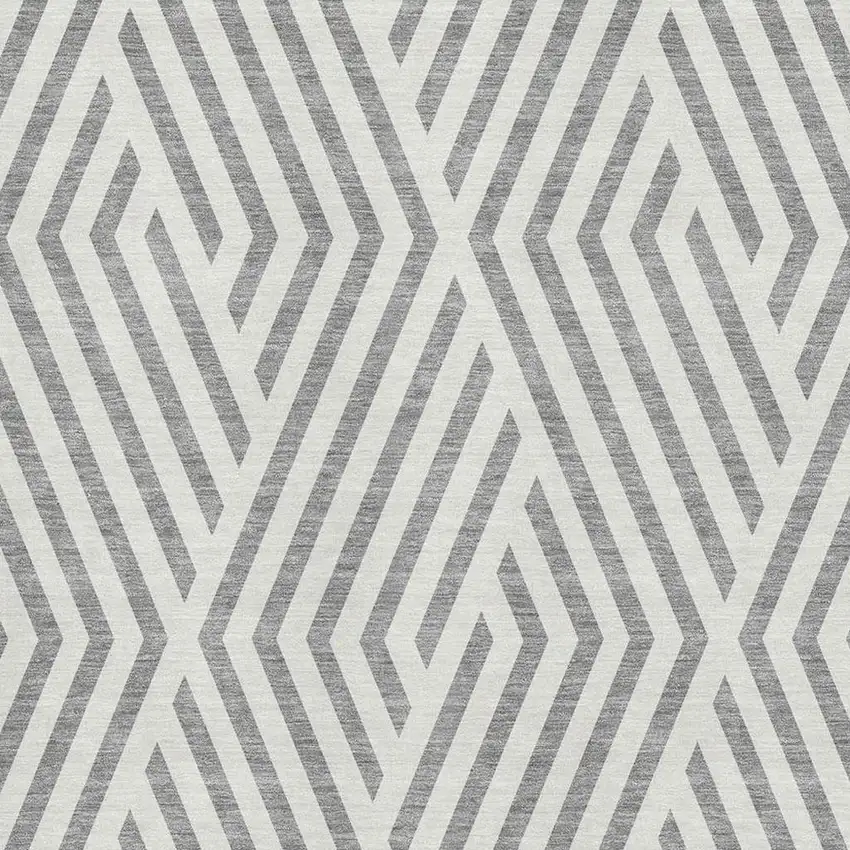 Gray And Ivory Geometric Washable Area Rug With UV Protection Photo 3