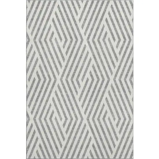 Gray And Ivory Geometric Washable Area Rug With UV Protection Photo 4