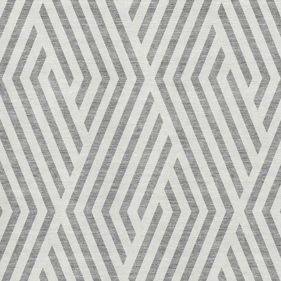 Gray And Ivory Geometric Washable Area Rug With UV Protection Photo 5