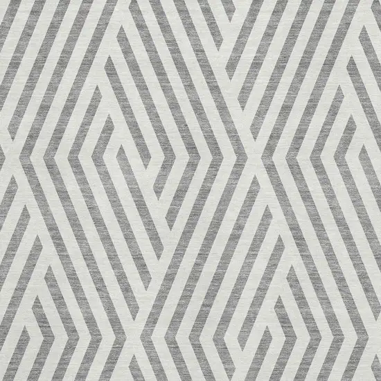 Gray And Ivory Geometric Washable Area Rug With UV Protection Photo 3