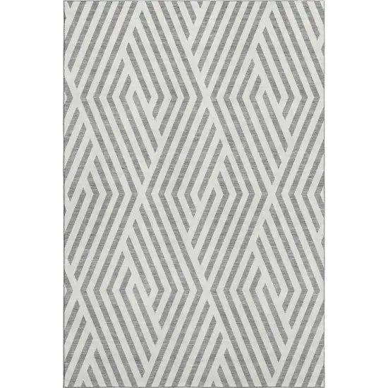 Gray And Ivory Geometric Washable Area Rug With UV Protection Photo 1