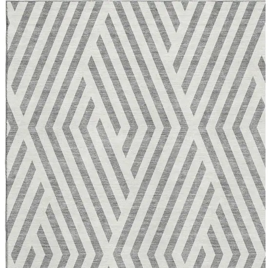 Gray And Ivory Geometric Washable Area Rug With UV Protection Photo 3