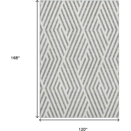 Gray And Ivory Geometric Washable Area Rug With UV Protection Photo 3