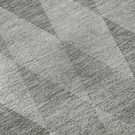 Gray And Ivory Geometric Washable Area Rug With UV Protection Photo 9