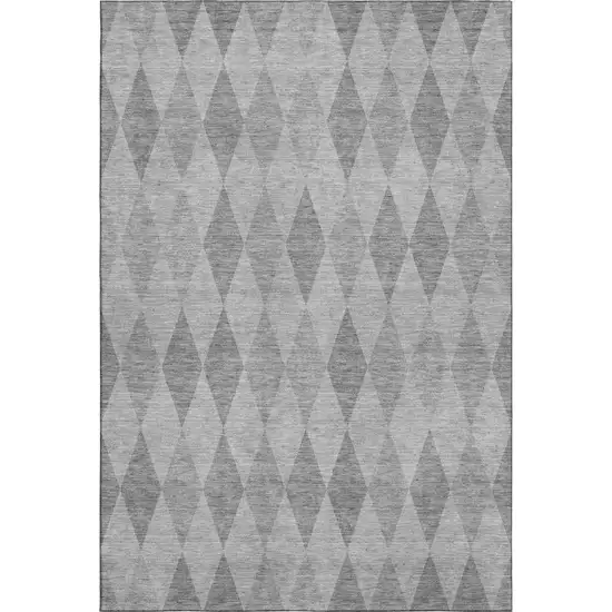 Gray And Ivory Geometric Washable Area Rug With UV Protection Photo 1