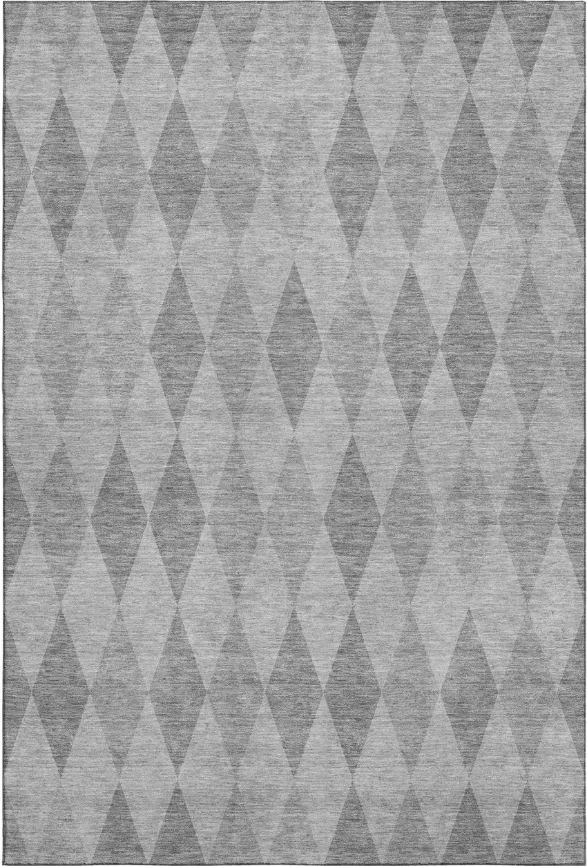 Gray And Ivory Geometric Washable Area Rug With UV Protection Photo 1