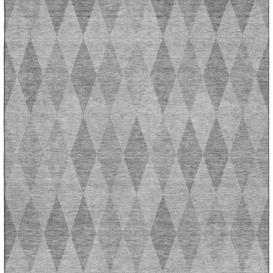 Gray And Ivory Geometric Washable Area Rug With UV Protection Photo 3