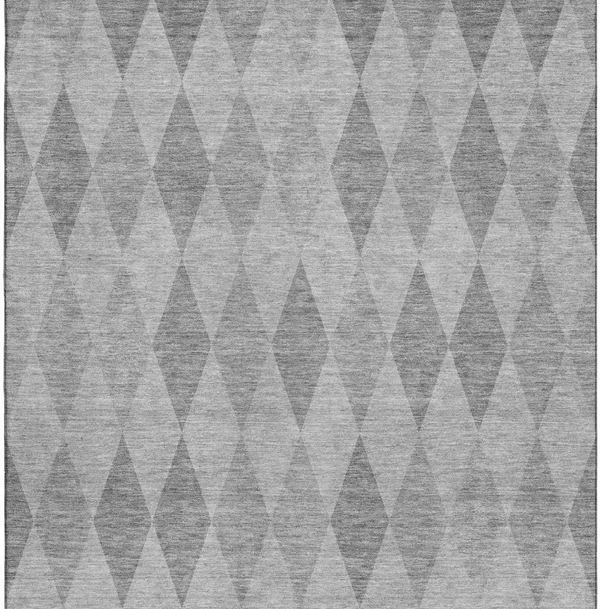 Gray And Ivory Geometric Washable Area Rug With UV Protection Photo 3