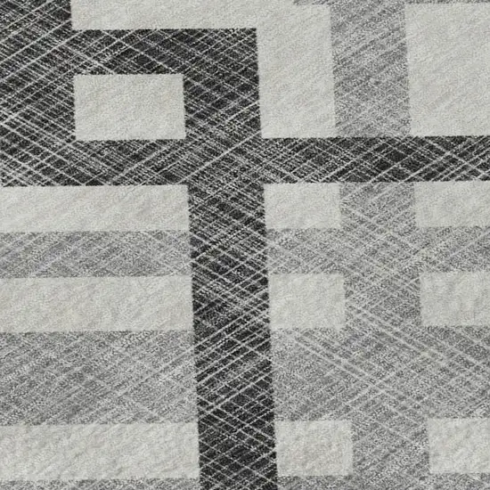 Gray And Ivory Geometric Washable Area Rug With UV Protection Photo 3