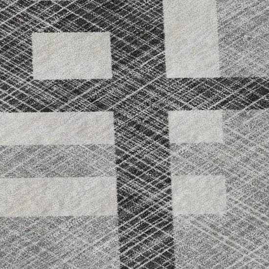Gray And Ivory Geometric Washable Area Rug With UV Protection Photo 2