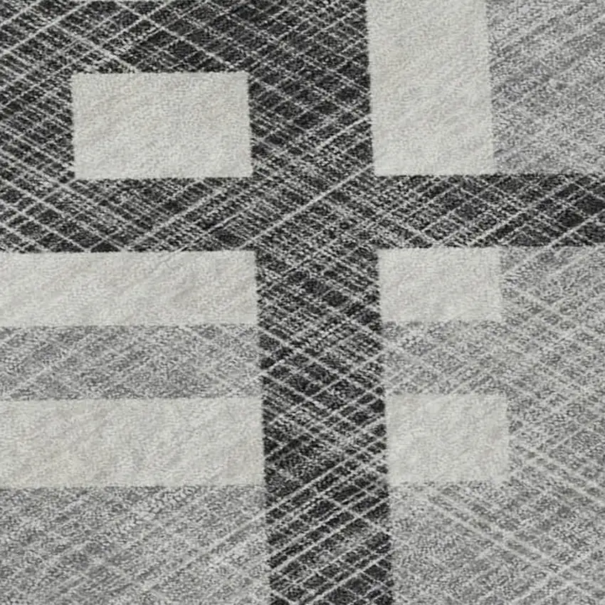 Gray And Ivory Geometric Washable Area Rug With UV Protection Photo 2