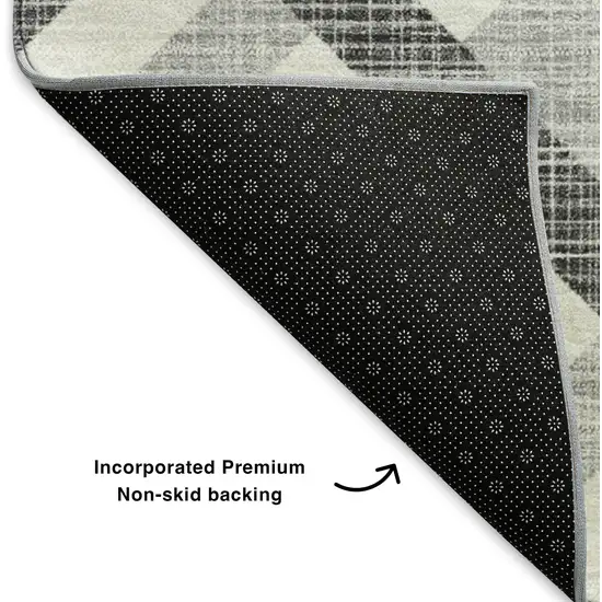 Gray And Ivory Geometric Washable Area Rug With UV Protection Photo 7