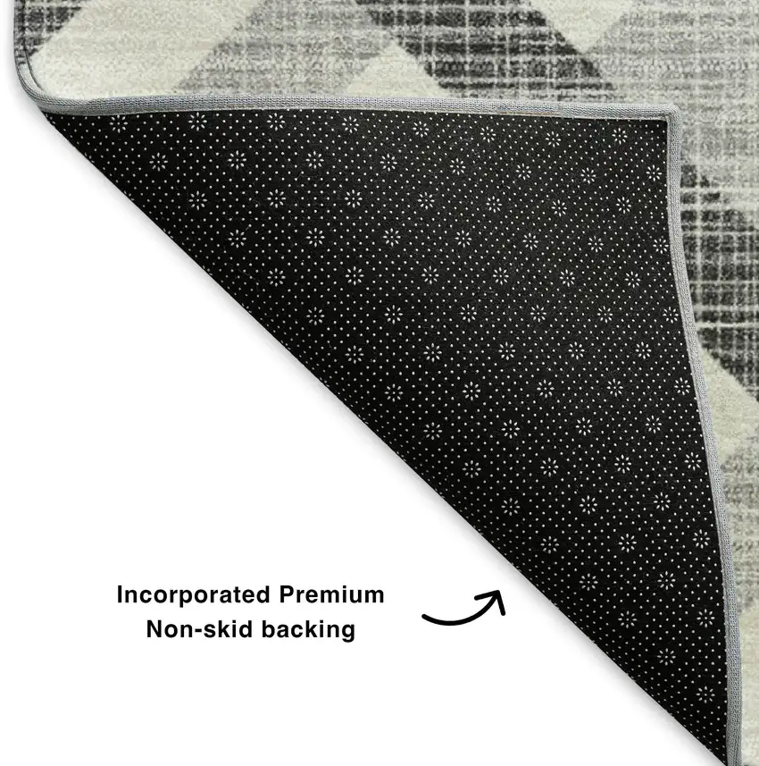 Gray And Ivory Geometric Washable Area Rug With UV Protection Photo 7