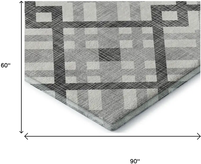 Gray And Ivory Geometric Washable Area Rug With UV Protection Photo 9