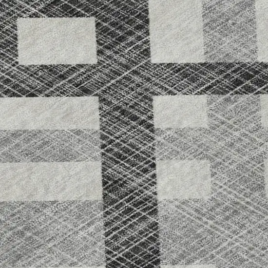 Gray And Ivory Geometric Washable Area Rug With UV Protection Photo 2