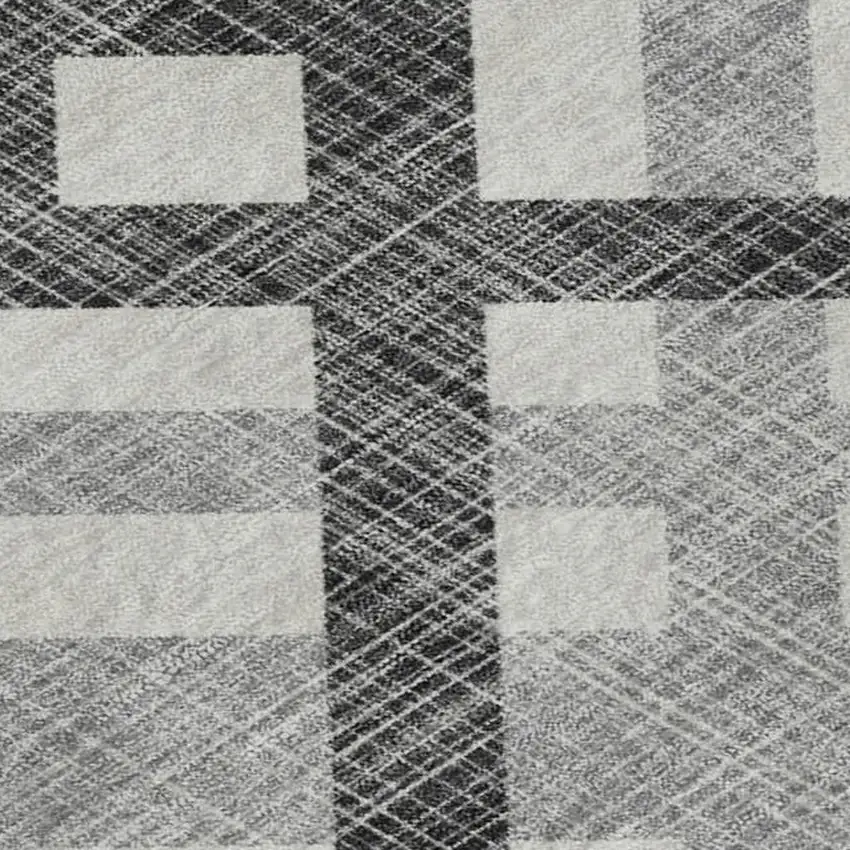 Gray And Ivory Geometric Washable Area Rug With UV Protection Photo 2