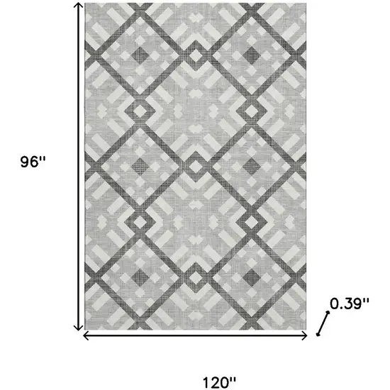 Gray And Ivory Geometric Washable Area Rug With UV Protection Photo 3