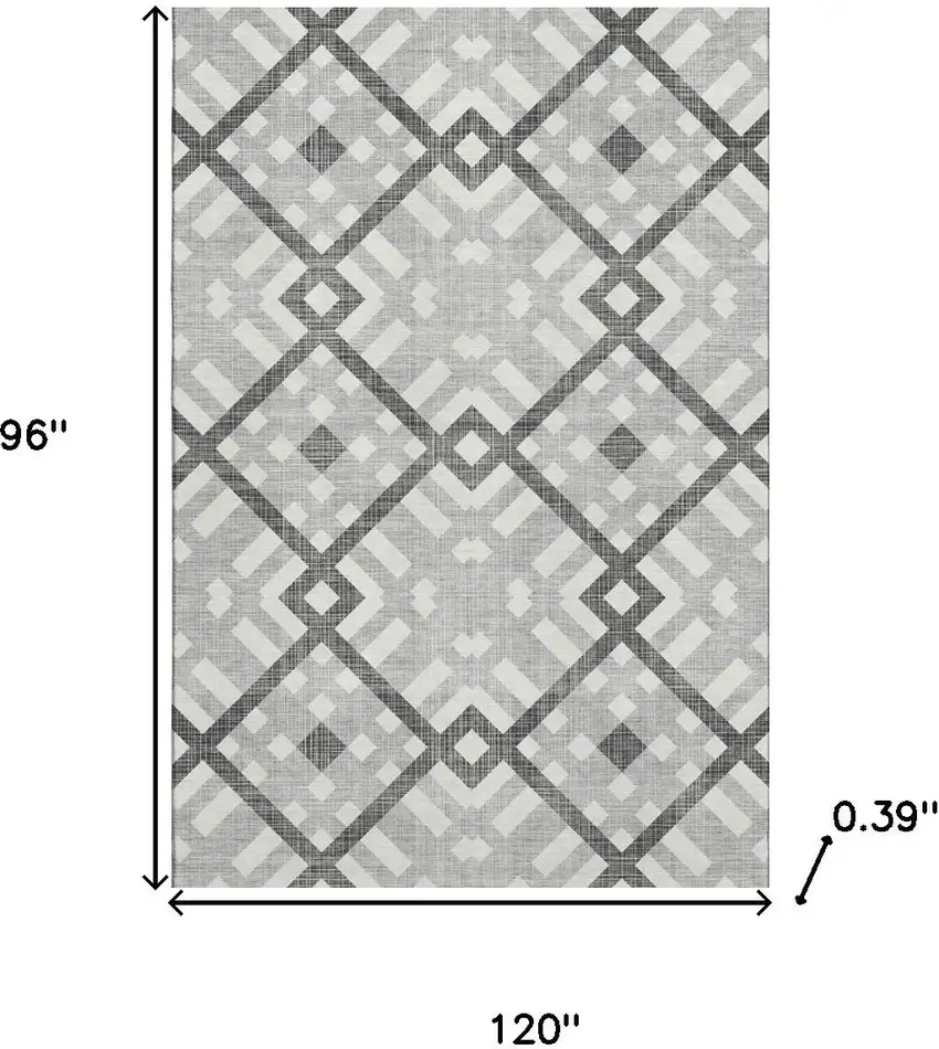 Gray And Ivory Geometric Washable Area Rug With UV Protection Photo 3