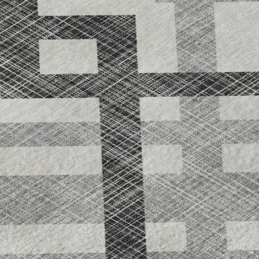 Gray And Ivory Geometric Washable Area Rug With UV Protection Photo 3