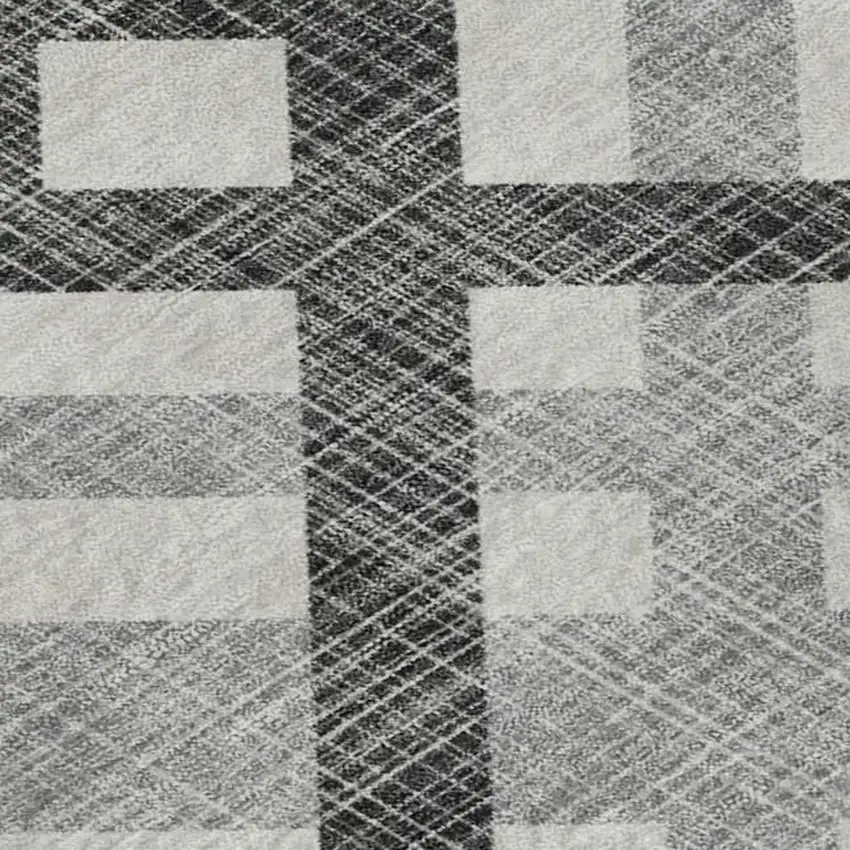 Gray And Ivory Geometric Washable Area Rug With UV Protection Photo 2