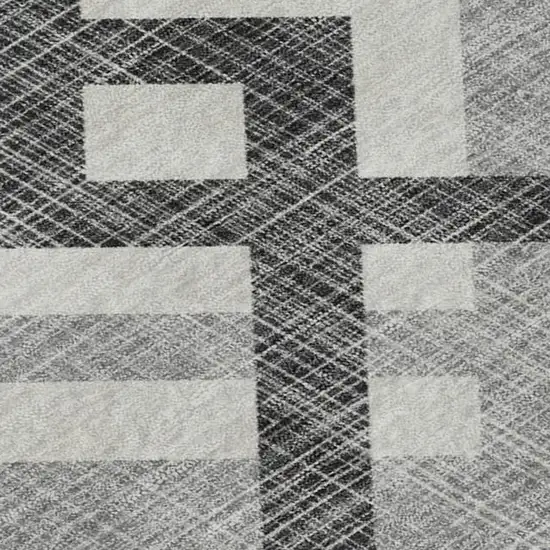 Gray And Ivory Geometric Washable Area Rug With UV Protection Photo 2