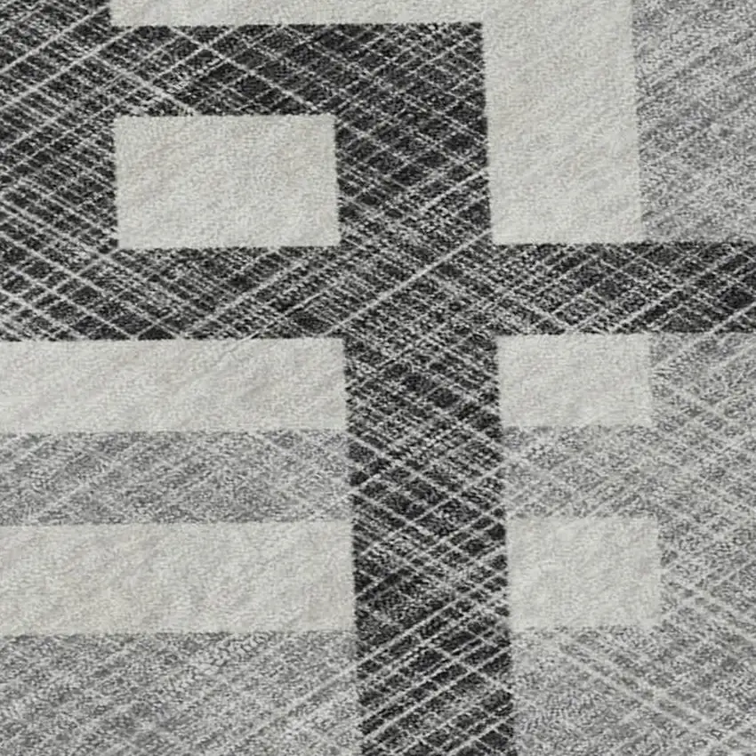 Gray And Ivory Geometric Washable Area Rug With UV Protection Photo 2