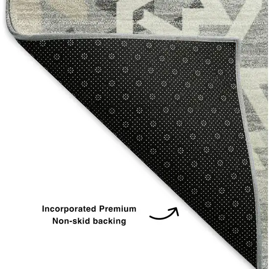 Gray And Ivory Geometric Washable Area Rug With UV Protection Photo 7