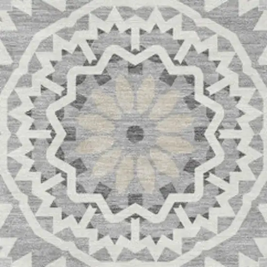 Gray And Ivory Geometric Washable Area Rug With UV Protection Photo 3
