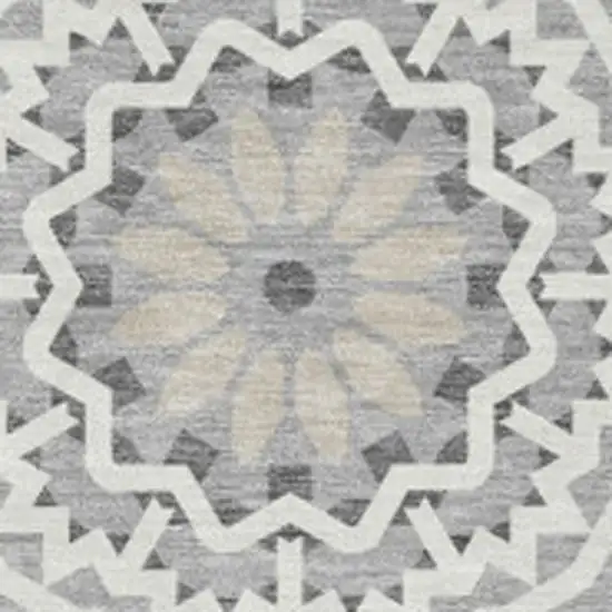 Gray And Ivory Geometric Washable Area Rug With UV Protection Photo 3