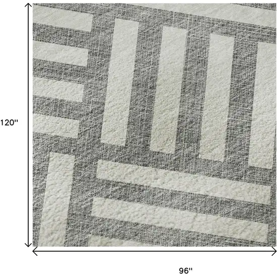 Gray And Ivory Geometric Washable Area Rug With UV Protection Photo 9