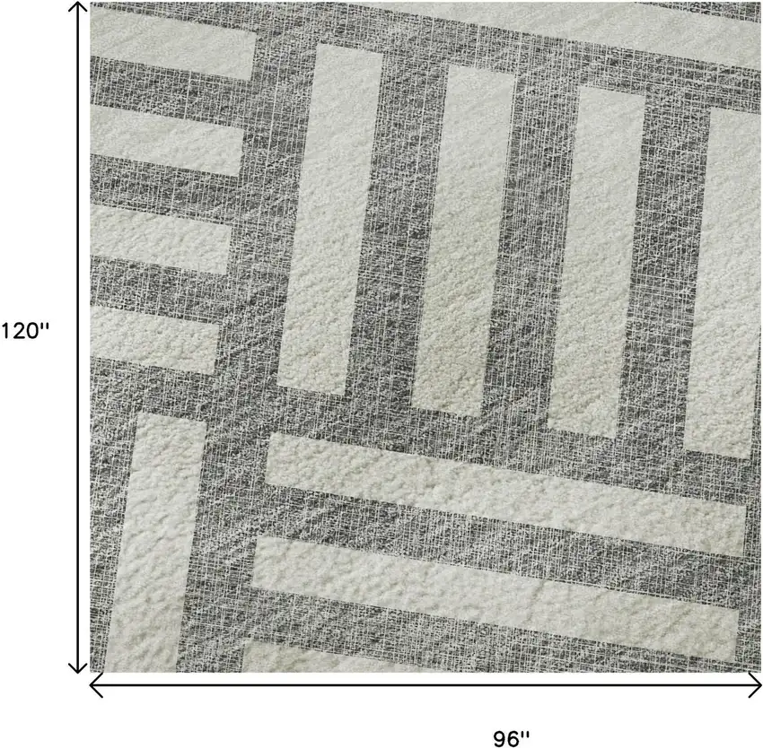 Gray And Ivory Geometric Washable Area Rug With UV Protection Photo 9