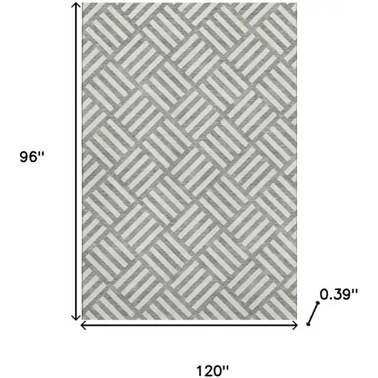 Gray And Ivory Geometric Washable Area Rug With UV Protection Photo 3