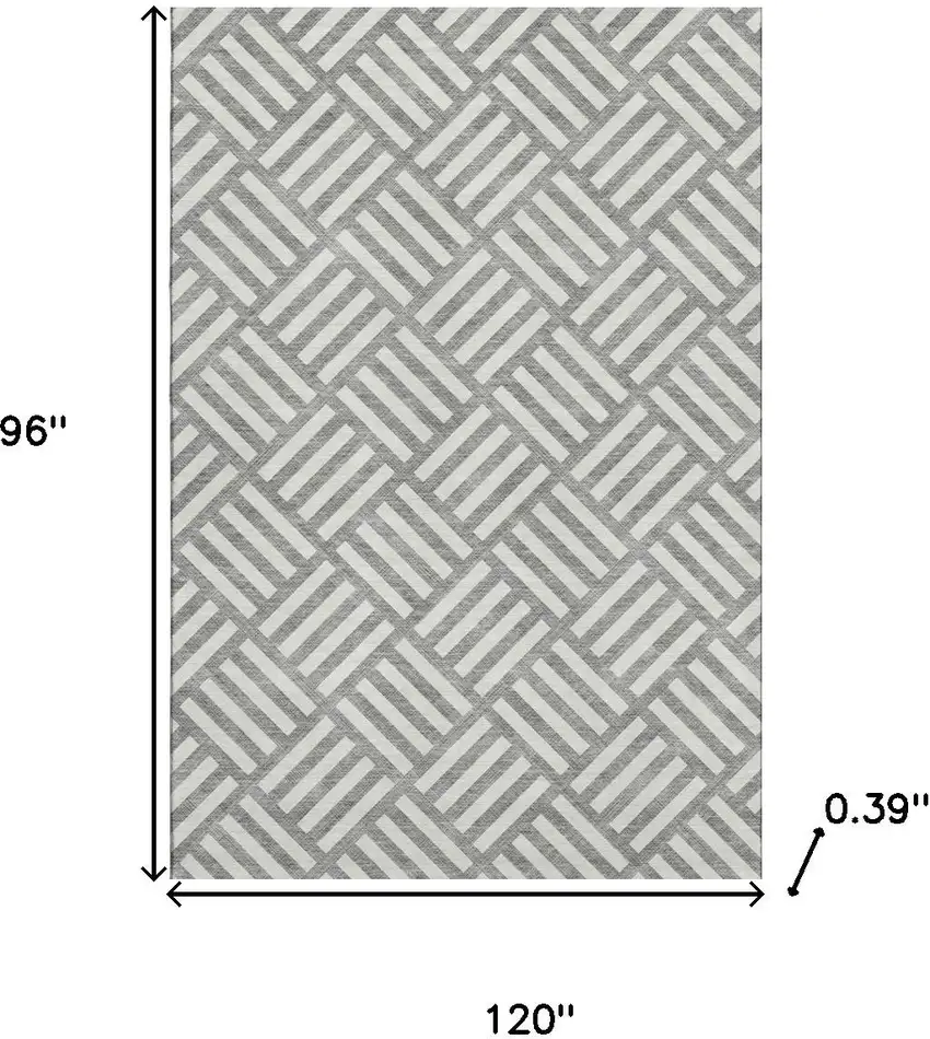 Gray And Ivory Geometric Washable Area Rug With UV Protection Photo 3